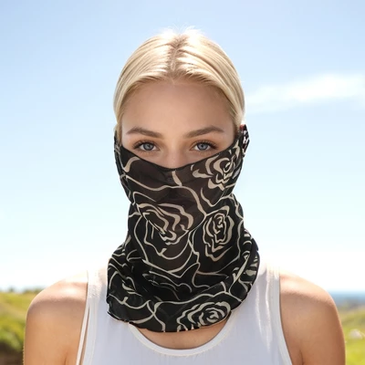 Unique Bargains Rose Print Earloop Neck Gaiter 1 Pc 1 Unique Bargains Rose Print Earloop Neck Gaiter 1 Pc