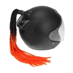 Unique Bargains Bike Motorcycle Suction Cup Helmet Decor Ponytail Black Orange 21.65" 1 Pc