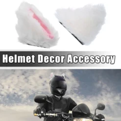 Unique Bargains Cat Ears Shape For Helmet Decor Accessory White Pink 1 Pair