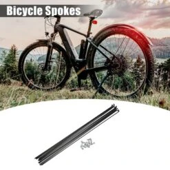 Unique Bargains 14G J Bend Bike Bicycle Spokes With Nipples Steel Black 12 Pcs