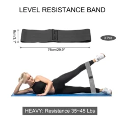 Unique Bargains Elastic Fabric Non-Slip Workout Loops Leg Booty Resistance Bands 3 Pcs