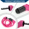 Unique Bargains Bike Lock Adjustable Bike Chain Lock 5 Digit Resettable Bike Cable Lock Purple