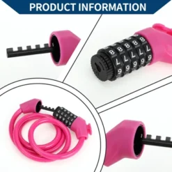 Unique Bargains Bike Lock Adjustable Bike Chain Lock 5 Digit Resettable Bike Cable Lock Purple
