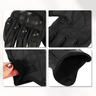 Unique Bargains Leather Cycling Riding Gloves Black 1 Pair 2 Unique Bargains Leather Cycling Riding Gloves Black 1 Pair - Image 2