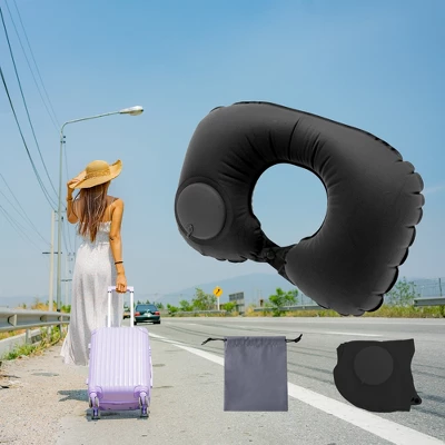 Unique Bargains Inflatable Travel Pillow Press To Inflate For Airplane Train Office 1 Unique Bargains Inflatable Travel Pillow Press To Inflate For Airplane Train Office