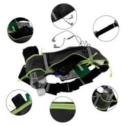 Unique Bargains Waist Pack Bag With Water Bottle Holder Black Green 1 Pc