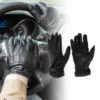 Unique Bargains Breathable Full Finger Glove Sheepskin Leather 1 Pair