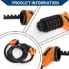 Unique Bargains Bike Padlock Spiral 5 Digit Resettable Bike Cable Lock Black Orange 47.24" 1 Set