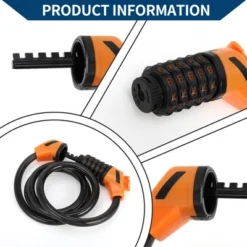 Unique Bargains Bike Padlock Spiral 5 Digit Resettable Bike Cable Lock Black Orange 47.24" 1 Set