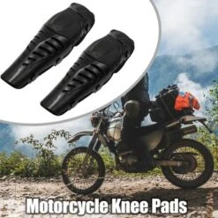 Unique Bargains Motorcycle Knee Elbow Pads Motorcycle Knee Guards With Adjustable Strap For Adults Black 2 Pcs