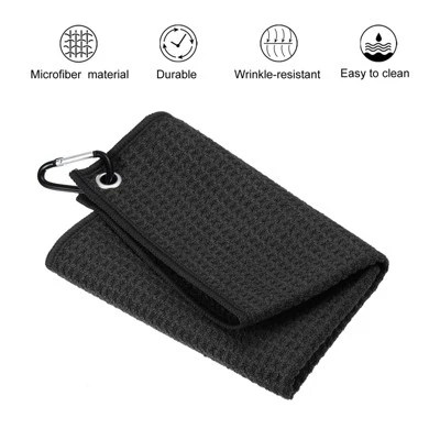 Unique Bargains Super Absorbent Waffle Pattern Tri-Fold Microfiber Golf Towels With D Clips 2 Unique Bargains Super Absorbent Waffle Pattern Tri-Fold Microfiber Golf Towels With D Clips - Image 2