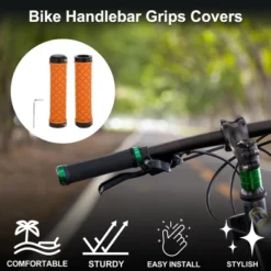 Unique Bargains Bike Handlebar Grips Covers 5.04" Orange 1 Set