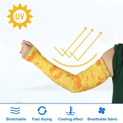 Unique Bargains Basketball Sports Camouflage Cooling Arm Elbow Compression Sleeve Yellow Orange 1 Pair 2 Unique Bargains Basketball Sports Camouflage Cooling Arm Elbow Compression Sleeve Yellow Orange 1 Pair - Image 2
