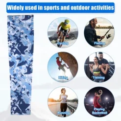 Unique Bargains Basketball Sports Camouflage Cooling Arm Elbow Compression Sleeve Navy Blue 1 Pair