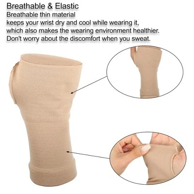Unique Bargains Pair Wrist Support Compression Sleeves Elastic Thin Wrist Brace For Women And Men 2 Unique Bargains Pair Wrist Support Compression Sleeves Elastic Thin Wrist Brace For Women And Men - Image 2