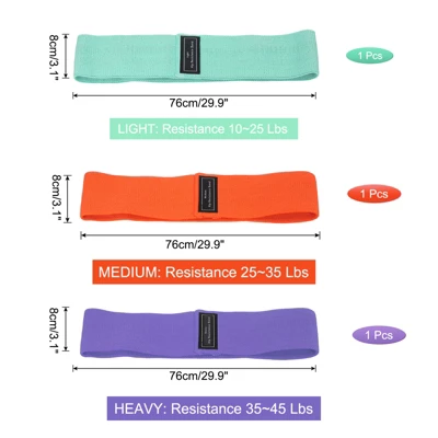 Unique Bargains Elastic Non-Slip Exercise Loops With Bag And Instruction Booty Resistance Bands 3 Pcs 1 Unique Bargains Elastic Non-Slip Exercise Loops With Bag And Instruction Booty Resistance Bands 3 Pcs