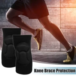Unique Bargains Knee Brace Protection Polyester Soft Breathable Knee Pads Soft Breathable Knee Support Knee Brace For Sport Gym 1 Pair Black