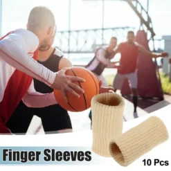 Unique Bargains Breathable Finger Sleeves Thumb Braces Support Elastic Compression Protectors For Arthritis Trigger Finger 10pcs