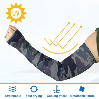 Unique Bargains Basketball Sports Camouflage Cooling Arm Elbow Compression Sleeve Green-gray-blue 1 Pair 2 Unique Bargains Basketball Sports Camouflage Cooling Arm Elbow Compression Sleeve Green-gray-blue 1 Pair - Image 2