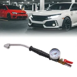 Unique Bargains 0-220 Psi Quick Connector Bent Head Car Tire Air Chuck Inflator Pressure Gauge