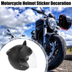 Unique Bargains Motorcycle Cat Ear Style Helmet Decoration Sticker Black 2.48"x2.36"x1.38" 2 Pcs