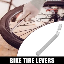 Unique Bargains Bicycle Flat Head Tyre Lever Wrench With Hook Repair Tool Silver Tone 2pcs