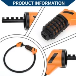 Unique Bargains Bicycle Padlock Cable Spiral Lock 5 Digit Resettable Bike Cable Lock Orange