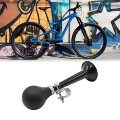 Unique Bargains Metal Rubber Air Horn Hoot Bicycle Cycling Squeeze Bugle Trumpet Bike Bells Black 8.5" X 2" 1 Pc