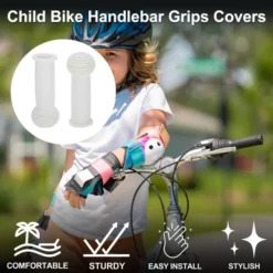 Unique Bargains Child Bike Handlebar Grips Covers 4.33" White 1 Pair