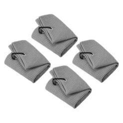 Unique Bargains Microfiber Super Absorbent Waffle Pattern Tri-Fold Golf Towels With D Hooks 4 Pcs 20"x16" -Futuro Brand GUEST 3f6ab1b0 8405 4297 a3f6 f60935e7fc83
