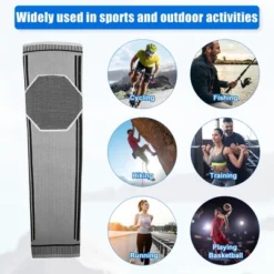 Unique Bargains Winter Calf Knee Warm Compression Sleeve Protect Leg Warmer Sleeve For Sport Black Gray 1 Pair