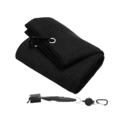 Unique Bargains Microfiber Waffle Tri-Fold Golf Towel With Groove Brush 1 Set 20"x16" -Futuro Brand GUEST 44204e60 8d18 41c0 bcb9 2c634a47ac62