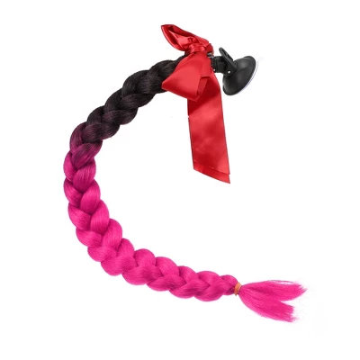 Unique Bargains Bicycle Motorcycle Helmet Pigtail Braids Hair Suction Cup Black Rose Red 22" 2 Unique Bargains Bicycle Motorcycle Helmet Pigtail Braids Hair Suction Cup Black Rose Red 22" - Image 2