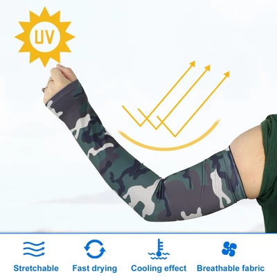 Unique Bargains Basketball Sports Camouflage Cooling Arm Elbow Compression Sleeve Drak Green 1 Pair 2 Unique Bargains Basketball Sports Camouflage Cooling Arm Elbow Compression Sleeve Drak Green 1 Pair - Image 2