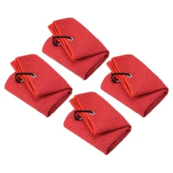 Unique Bargains Microfiber Super Absorbent Waffle Pattern Tri-Fold Golf Towels With D Hooks 4 Pcs 20"x16" -Futuro Brand GUEST 4ef57de9 d832 4edf 9ba3 bcff5d4ef22c
