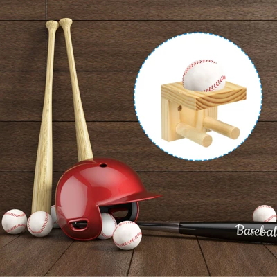 Unique Bargains Wall Mount Sturdy Wood Durable Storage Baseball Bat Holder 2 Unique Bargains Wall Mount Sturdy Wood Durable Storage Baseball Bat Holder - Image 2