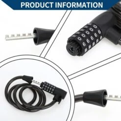 Unique Bargains Extended Bicycle Padlock Spiral Cable Lock Resettable 5 Digit Bike Lock Black