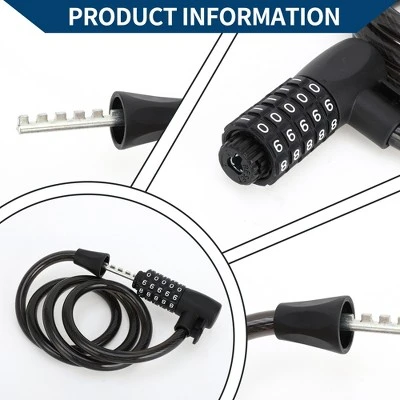 Unique Bargains Extended Bicycle Padlock Spiral Cable Lock Resettable 5 Digit Bike Lock Black 1 Unique Bargains Extended Bicycle Padlock Spiral Cable Lock Resettable 5 Digit Bike Lock Black