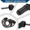 Unique Bargains Bike Lock 5 Digit Resettable Bike Cable Adjustable Bike Chain Lock Black 1 Set