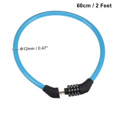 Unique Bargains Bike Cable Lock, 4 Digit Resettable Combination Lock, 2 Feet 1 Unique Bargains Bike Cable Lock, 4 Digit Resettable Combination Lock, 2 Feet