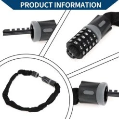 Unique Bargains Security Chain Combination Padlock Resettable 5 Digit Bike Lock Black Gray 35.43"