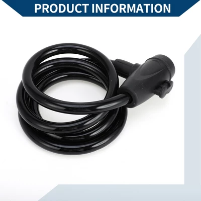 Unique Bargains Bike Lock With Key Bicycle Padlock Cable Lock Spiral Lock Cable Lock Black 1 Set 4 Unique Bargains Bike Lock With Key Bicycle Padlock Cable Lock Spiral Lock Cable Lock Black 1 Set - Image 4