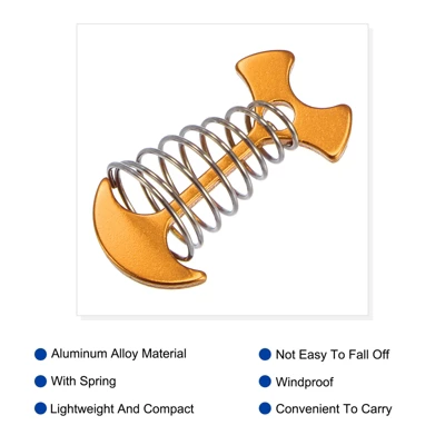 Unique Bargains Deck Pegs Aluminium Alloy Tent Stakes With Rope Hook Spring Tensioner For Camping Outdoor Plank 2 Unique Bargains Deck Pegs Aluminium Alloy Tent Stakes With Rope Hook Spring Tensioner For Camping Outdoor Plank - Image 2