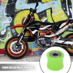 Unique Bargains 10mm/0.39" Hole Motorcycle Motorbike Chain Roller Pulley Slider Tensioner Wheel Guide