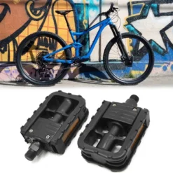 Unique Bargains Aluminum Alloy Mountain Bicycle Non-slip Folding Platform Pedals Pair Bike Pedals Black 1 Pair