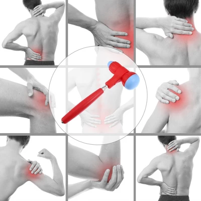 Unique Bargains Neck Shoulder ABS Stainless Steel Two Trigger Points Body Massager Red Blue Silver Tone 1 Pcs 1 Unique Bargains Neck Shoulder ABS Stainless Steel Two Trigger Points Body Massager Red Blue Silver Tone 1 Pcs