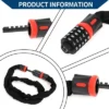 Unique Bargains Security Chain Combination Padlock Resettable 5 Digit Bike Lock Black Red 47.24"