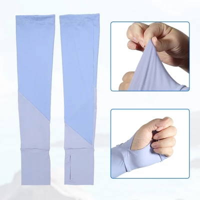 Unique Bargains Pair Cooling Arm Sleeves For Women Sports Arm Sleeve Sun Protection Blue Purple 2 Unique Bargains Pair Cooling Arm Sleeves For Women Sports Arm Sleeve Sun Protection Blue Purple - Image 2