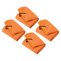 Unique Bargains Microfiber Super Absorbent Waffle Pattern Tri-Fold Golf Towels With D Hooks 4 Pcs 20"x16" -Futuro Brand GUEST 7b01db9d 765b 4031 9a45 6d149035ce95