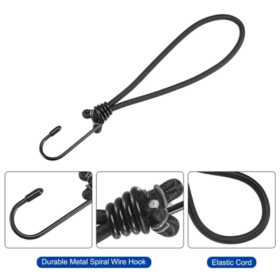 Unique Bargains Camping Outdoor Tent Elastic Rope With Hooks Black 6 Pcs 2 Unique Bargains Camping Outdoor Tent Elastic Rope With Hooks Black 6 Pcs - Image 2